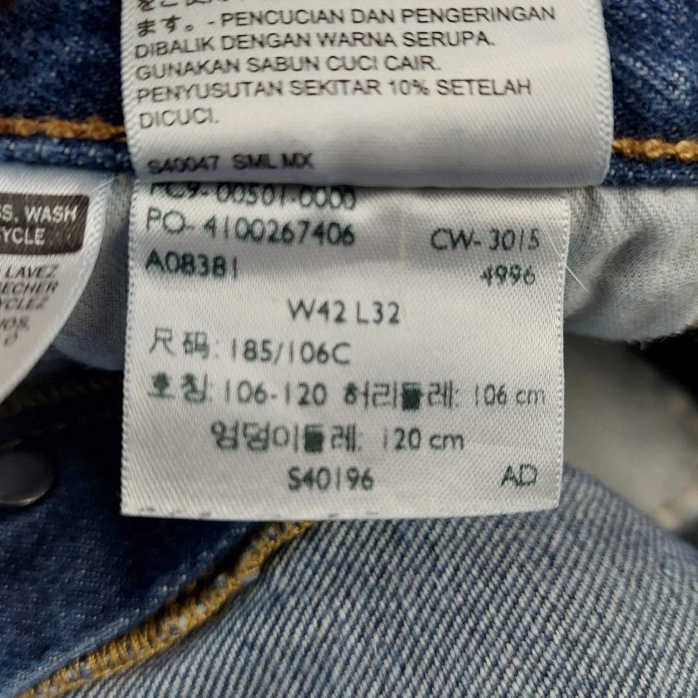 Levi's 501 Original Fit Jeans Mens 42x32 Blue Button Fly Straight Leg Denim